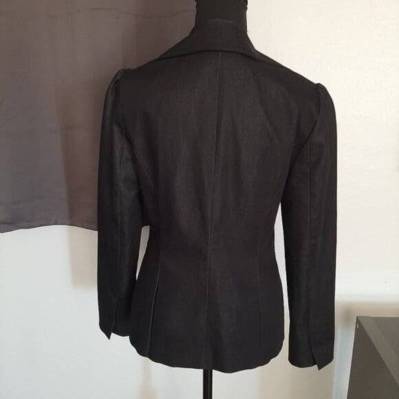 Chelsea & Theodore Black Snap Button Blazer Collared Size 6 Office Wear Preppy - Picture 6 of 7